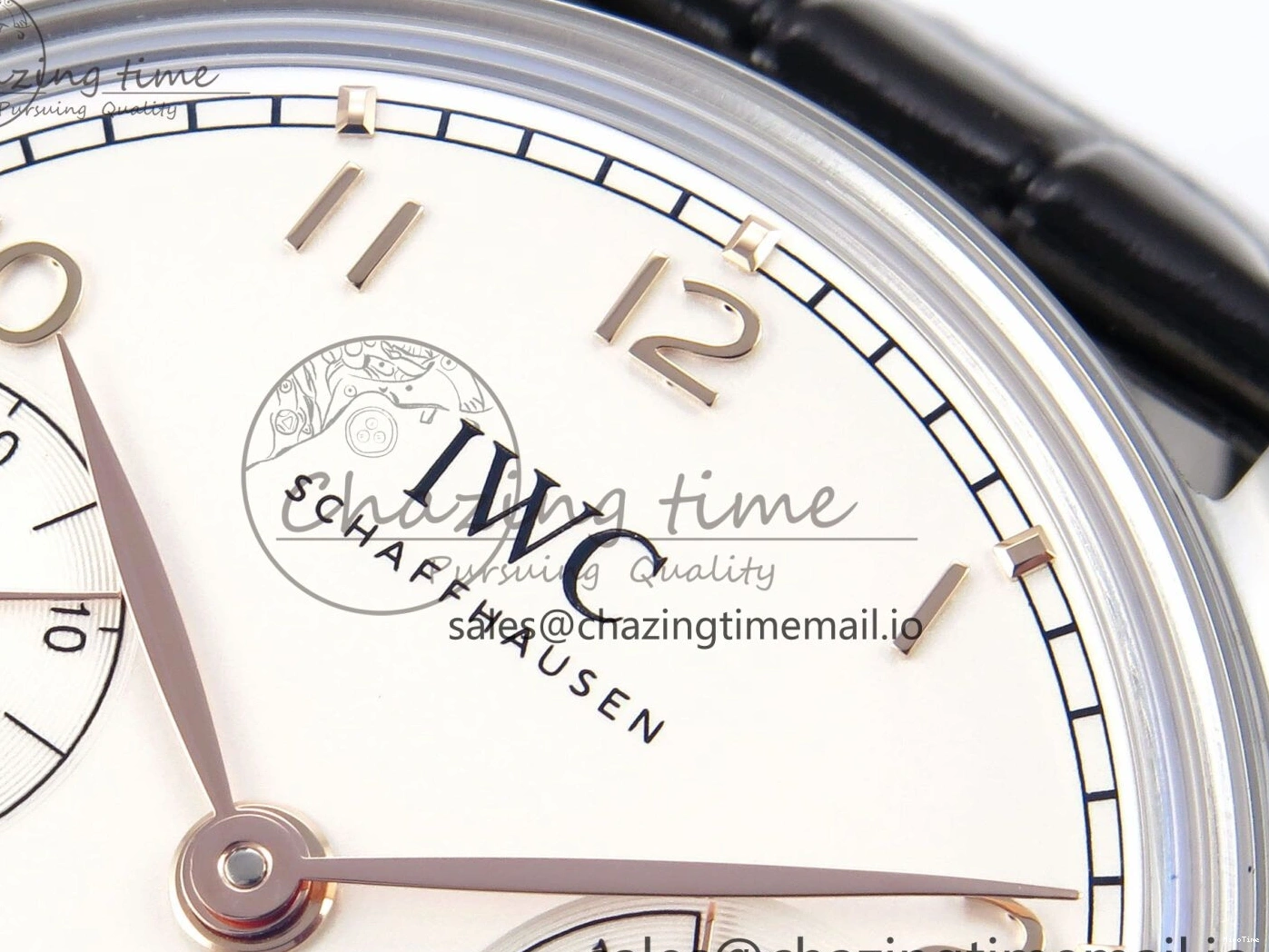 MIROTIME 0308 OnTrend Portugieser Automatic 42mm SS APSF 1:1 Best Edition White RG Dial on Black Leather Strap A 7010